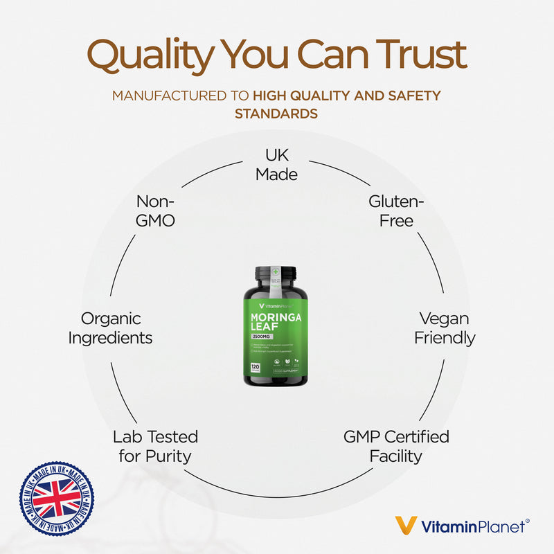 Organic Moringa Leaf 2500mg - 120 Capsules