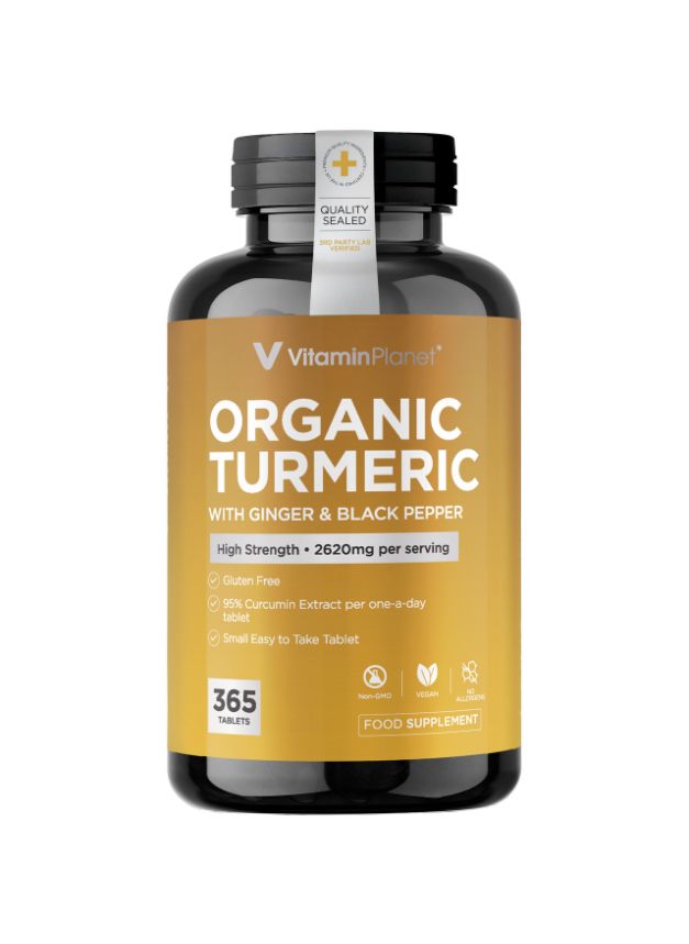 Organic Turmeric with Ginger & Black Pepper – 365 Tablets, 1 Year Supply
