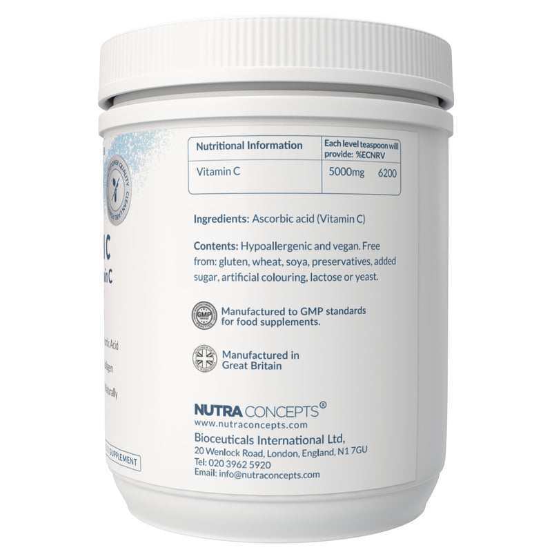 Nutraconcepts 5000mg Vitamin C Powder - Pure Ascorbic Acid - 500g
