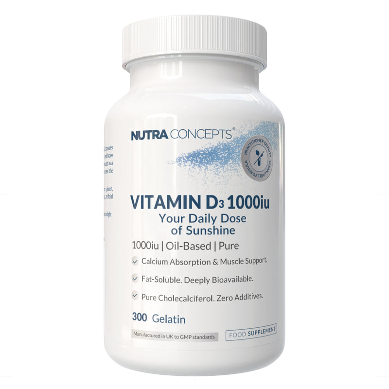 Nutraconcepts Vitamin D3 1000iu - Bone Muscle & Teeth Calcium Balance - 300 Softgels