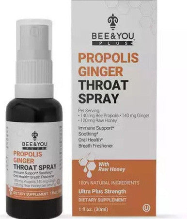 Bee and You Propolis Raw Honey Throat Spray with Ginger - 30ml