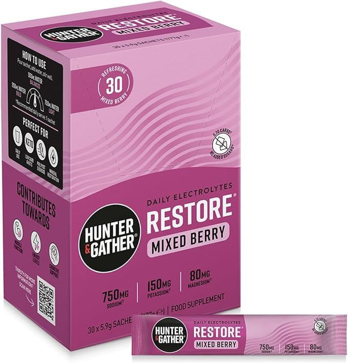 Hunter and Gather Restore Hydration Electrolytes Mixed Berry - 30 sachet (5.9g each)