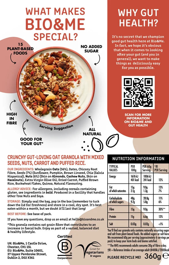 Bio&Me Super Seedy & Nutty Gut-Loving Granola - 360g