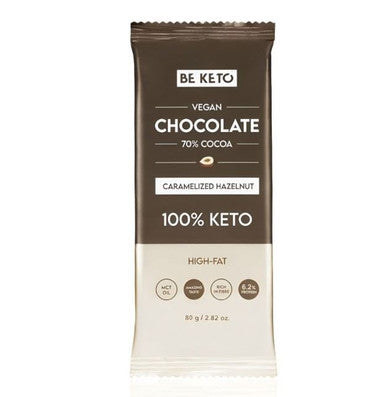 BeKeto Vegan Keto Chocolate Caramelized Hazelnut + MCT - 80g