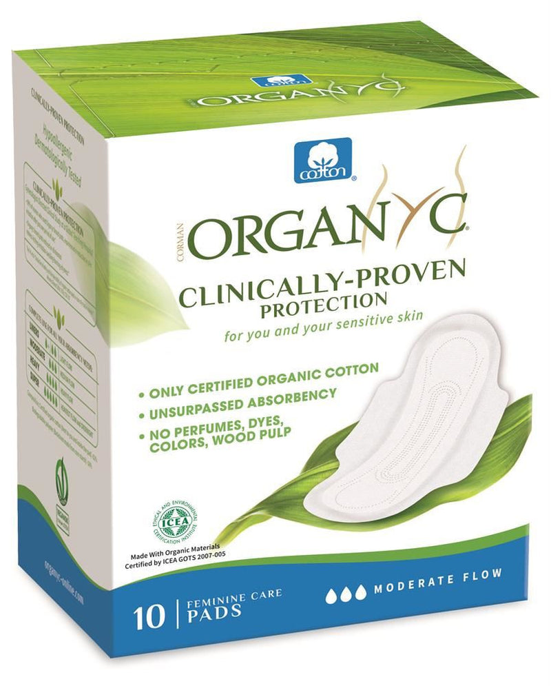 Organyc Period Pads (Wings) Moderate Flow - 10 Pads