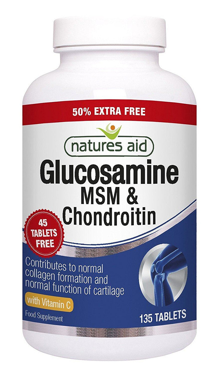 Natures Aid Glucosamine MSM & Chondroitin with Vitamin C - 135 Tablets