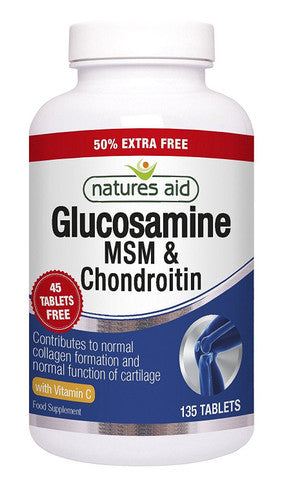 Natures Aid Glucosamine MSM & Chondroitin with Vitamin C - 135 Tablets