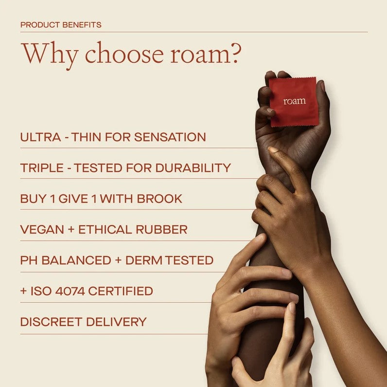 Roam Skin Tone Condoms - 12x Dark Brown