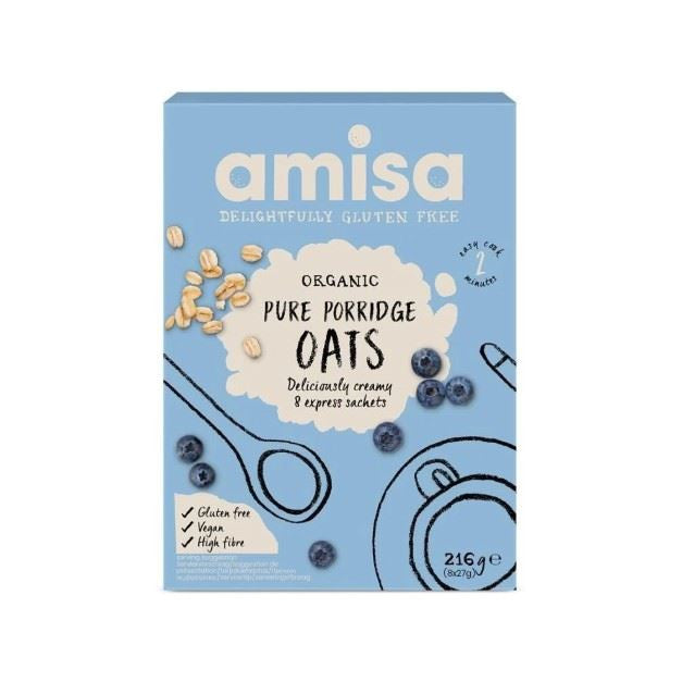 Amisa Organic Gluten Free Porridge Oats Sachets - 8 Sachets