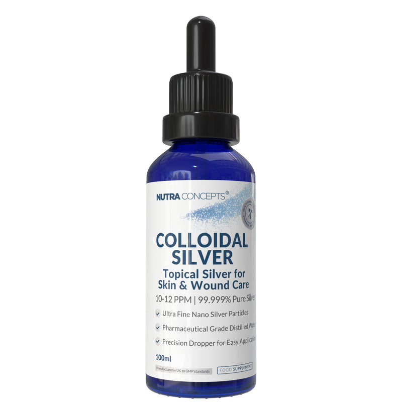Nutraconcepts Colloidal Silver With Dropper - Natural Wide Spectrum Antibiotic Support - 100ml