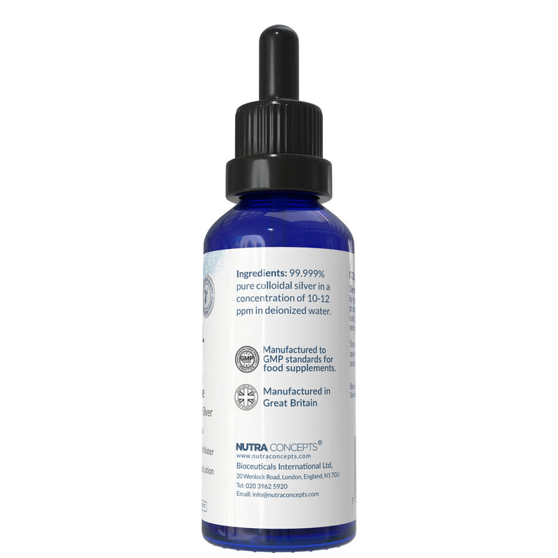 Nutraconcepts Colloidal Silver With Dropper - Natural Wide Spectrum Antibiotic Support - 100ml