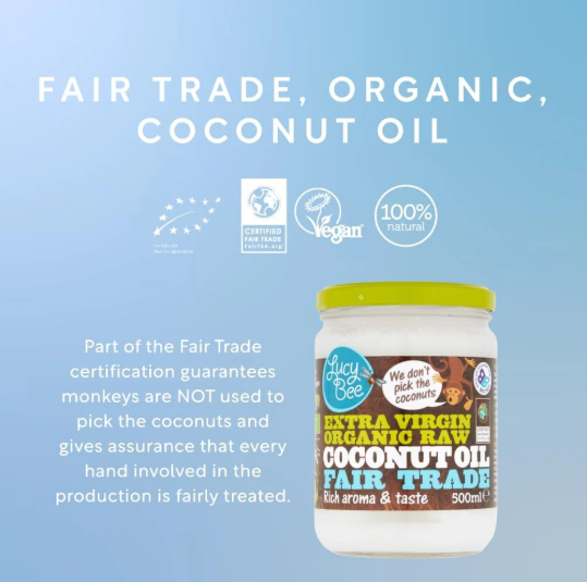 Lucy Bee Extra Virgin Raw Organic Coconut Oil (500ml) -  Multi Use