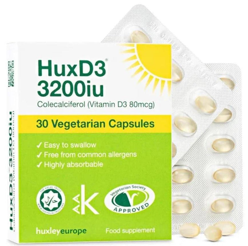 Huxley HuxD3 Vitamin D3 3200iu - 30 Veg Caps