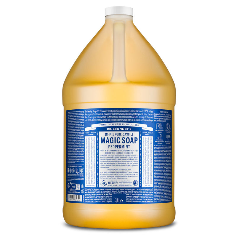 Dr Bronner Peppermint Pure-Castile Liquid Soap - 3790ml