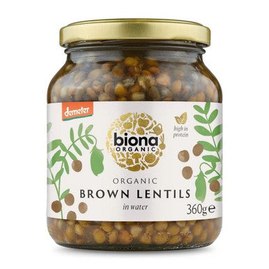 Biona Organic Brown Lentils Glass Jar - 360g