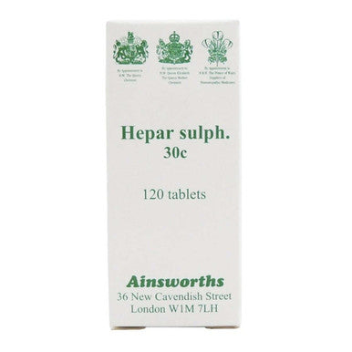 Ainsworths Hepar Sulph 30C Single Counter Remedy - 120 Tabs