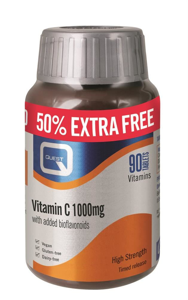Quest Vitamin C 1000mg (Timed Release) 50% Extra Free - 60 + 30 Tablets