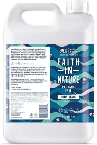 Faith in Nature Fragrance Free Body Wash - 5L