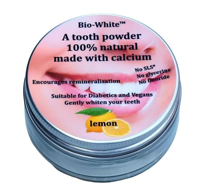 Bio-White Organic Tooth Powder Lemon Glass Jar Plastic Free - 35g
