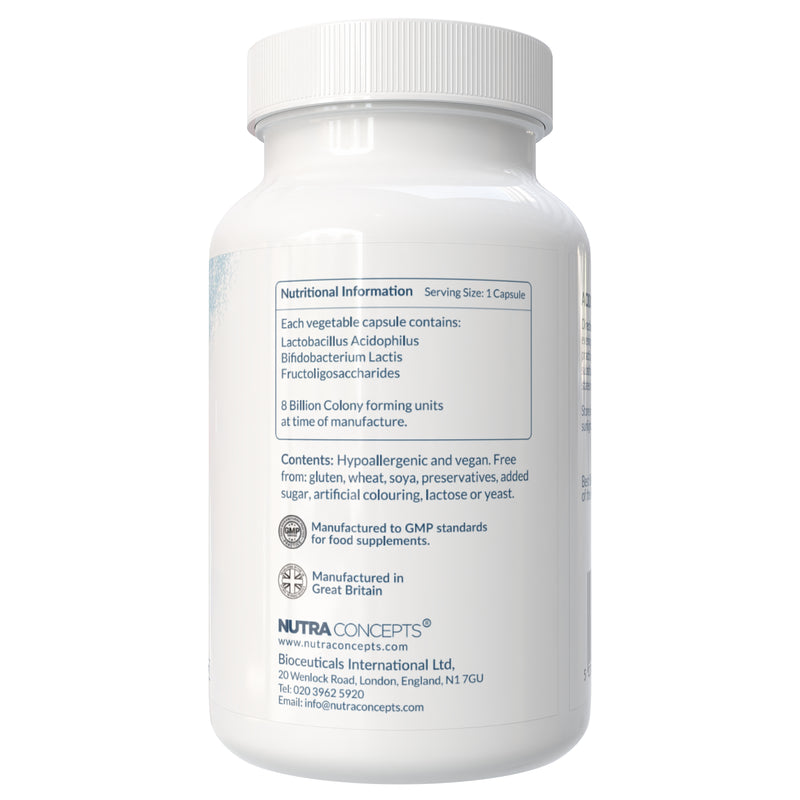 Nutraconcepts Acidophilus Complex Plus - Bacteria Probiotic Gut Support - 60 Capsules